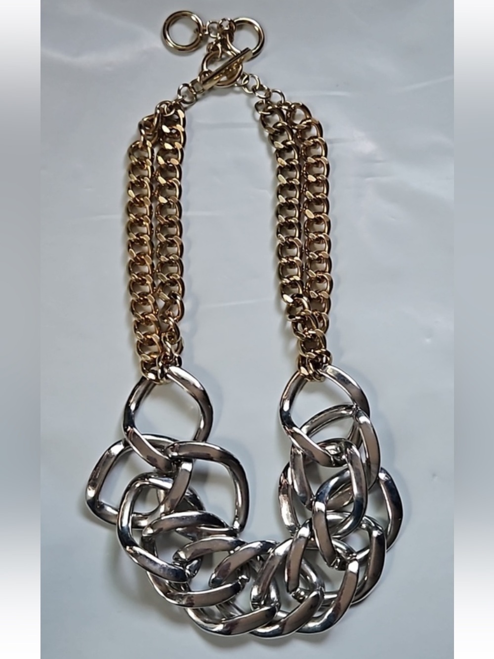Jennifer Lopez Two-Tone Chunky Chain Statement Necklace